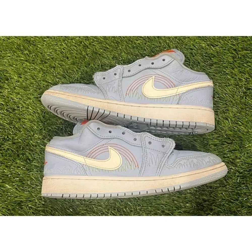 Nike Air Jordan 1 Low SE Blue Stitch White Green Red DO8227-400 4.5Y